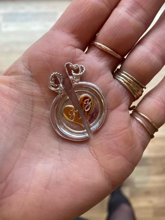 Large Shared Hearts Charms with engraving