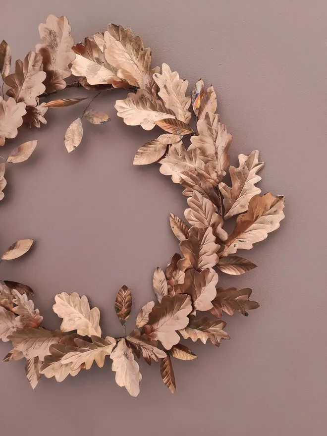 Copper Irish Oak Leaves Wreath