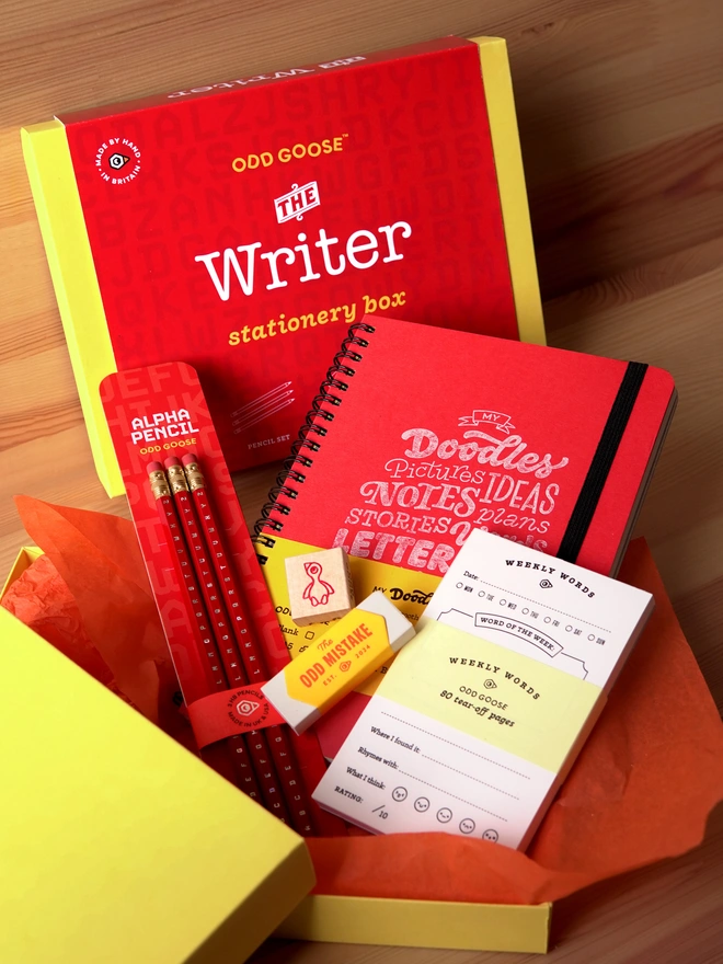 Writer Stationery Box, with Notebook, Pad, Eraser, Pencil Set, Sharpener