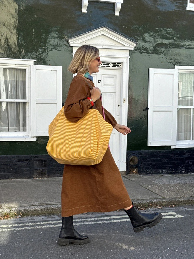 Emma Paton Yellow Striped Contents Bag