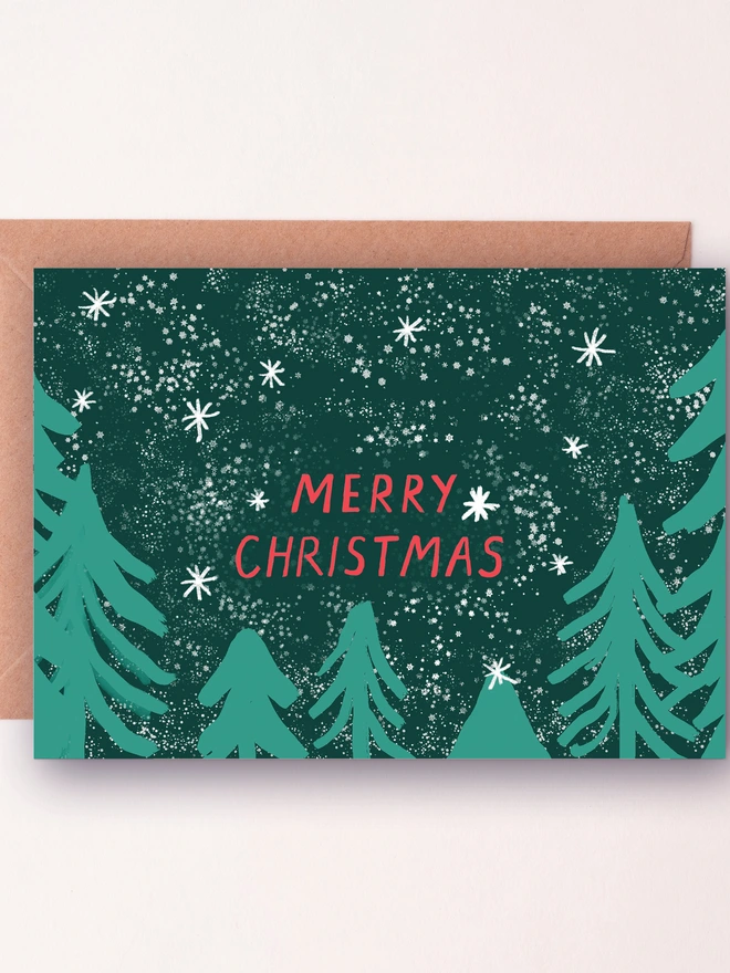 starry forest Christmas Card