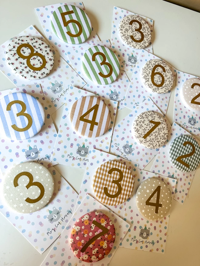 Patterned Fabric Number Birthday Badges