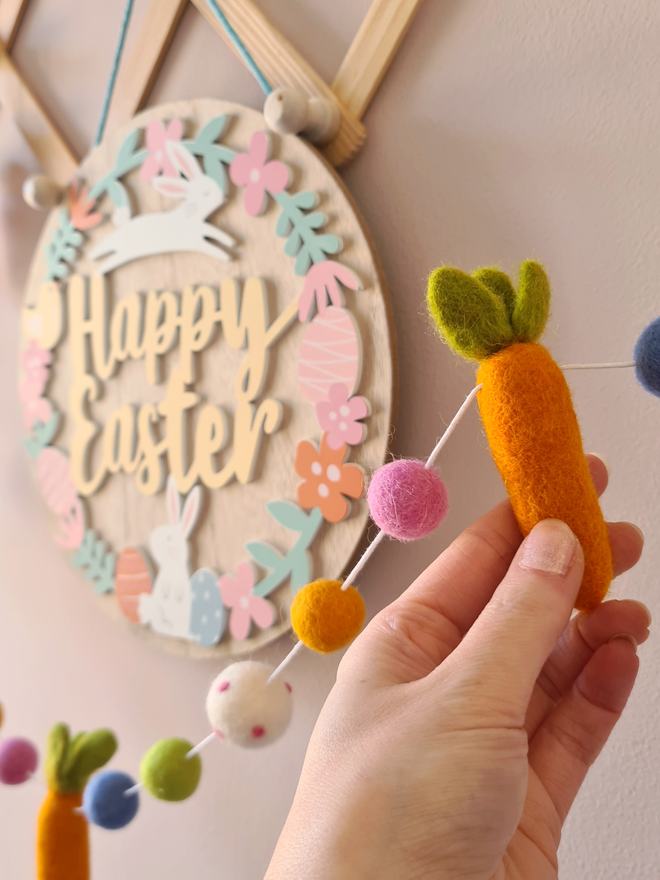 Felt Easter Spring Garland - Bunny and Carrot