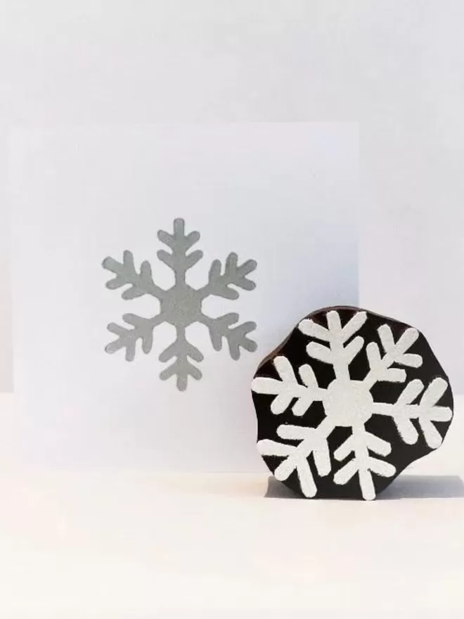 Christmas 6-Point Simple Snowflake - Indian Printing Block