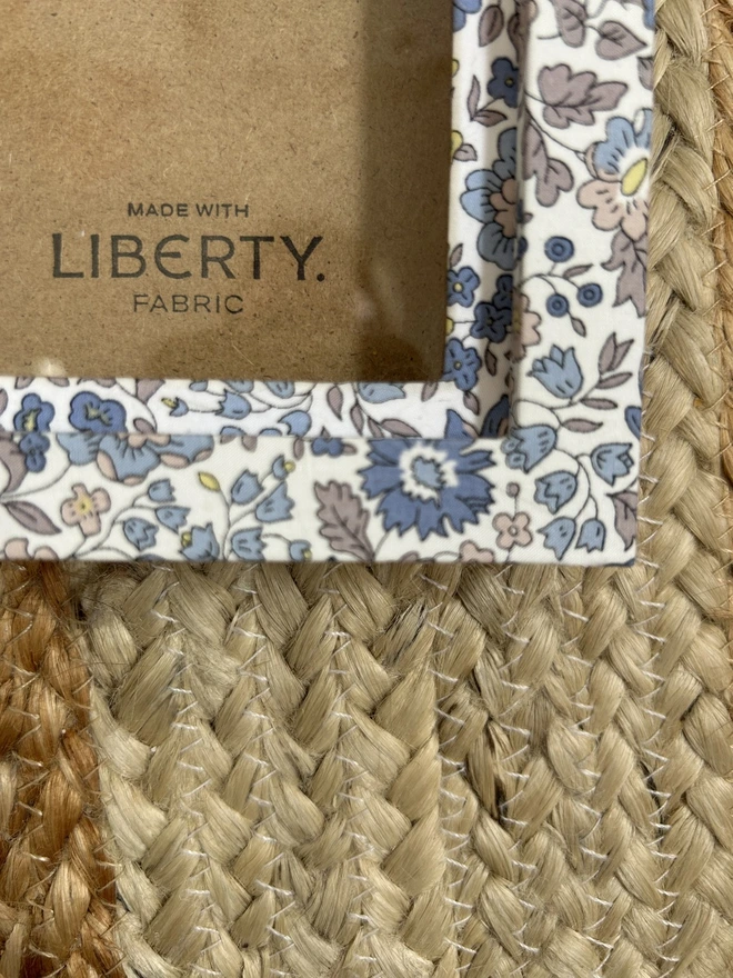 Liberty fabric mini box mount frame in blue pattern