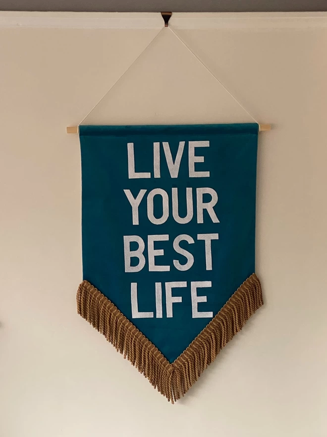 aslive your  best life colourful wall hanging