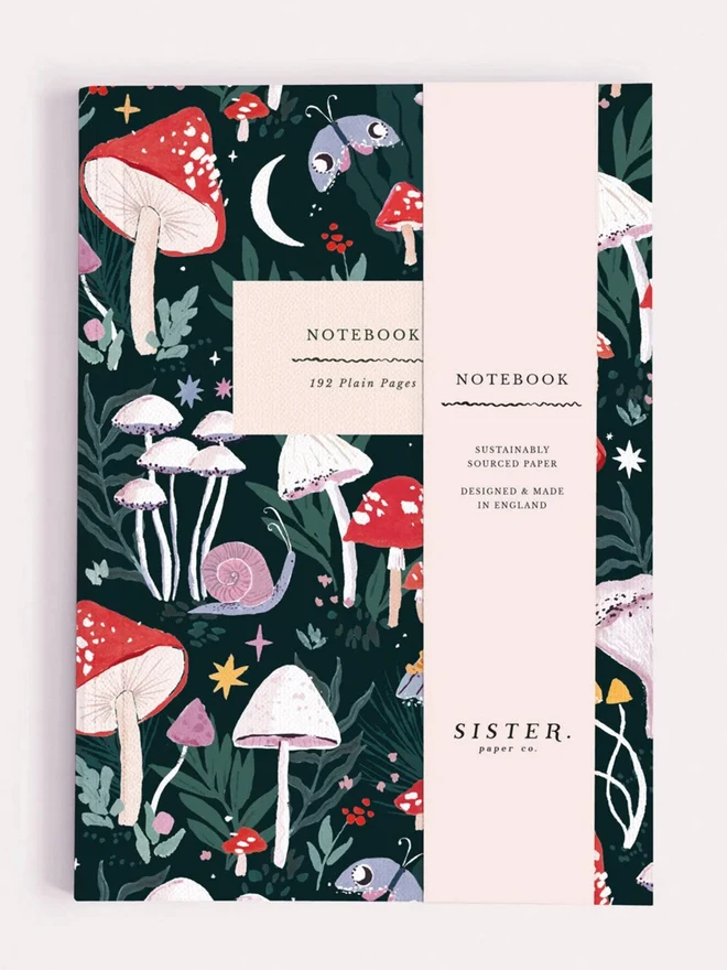 Mushrooms Notebook with its paper wrap