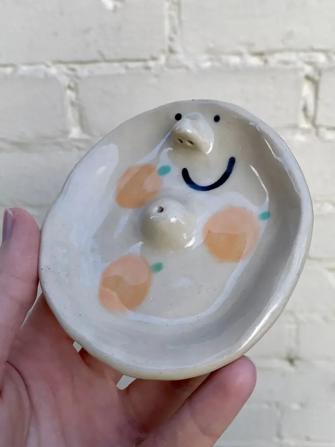 orange fruit handmade ceramic trinket dish