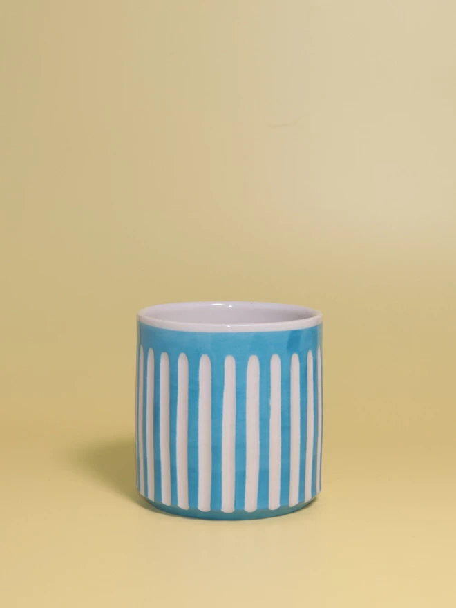 Painted pink stripe ceramic mug