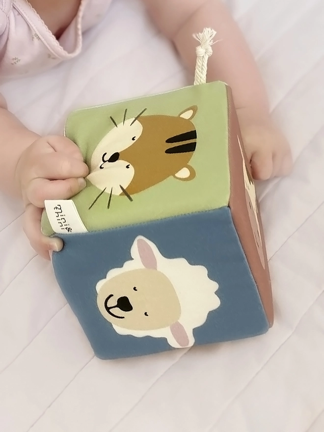 Baby playing with animals soft block