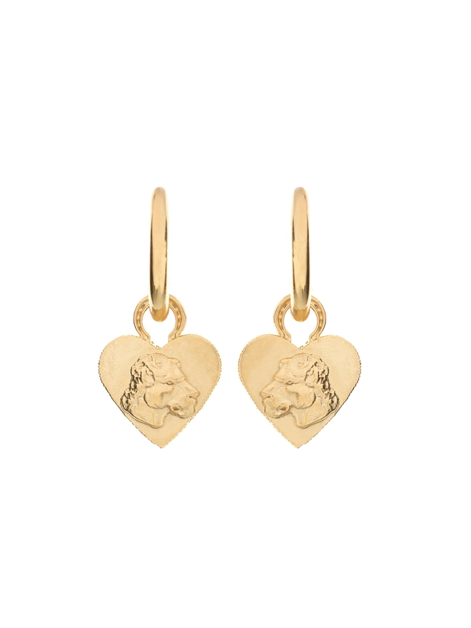 Hoop Lioness Heart Earrings
