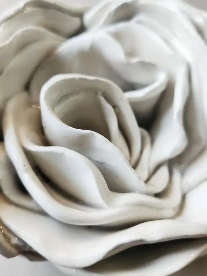 white ceramic rose flower for wall pottery art gift ideas anniversary wedding 