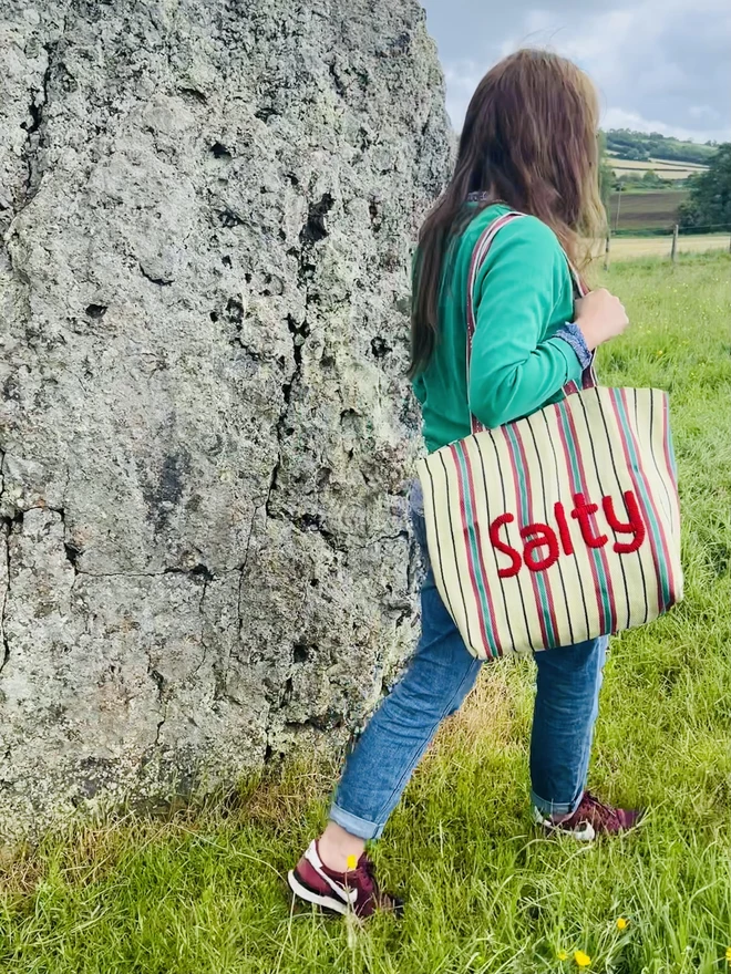 Embroidered Sweet And Salty Market Tote Bag