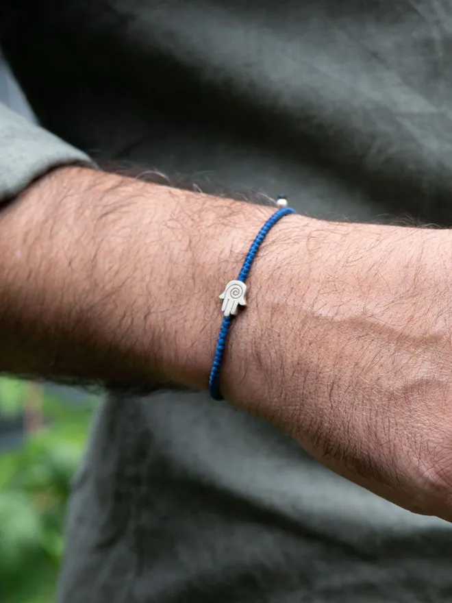 men silver hamsa bracelet for mhim