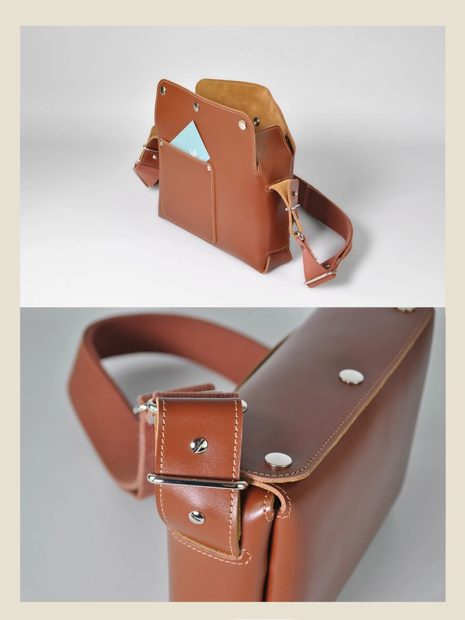 Small Tan Leather Crossbody Bag 