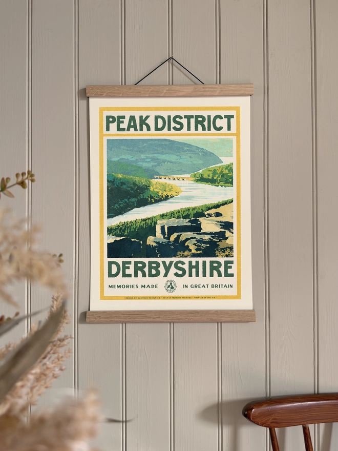 Vintage Visit The Peak District Framed Example
