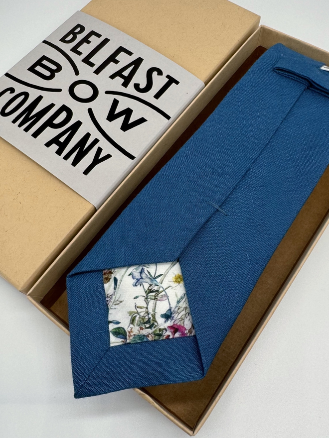 Peacock Blue Irish Linen Tie handmade by the Belfast Bow Company