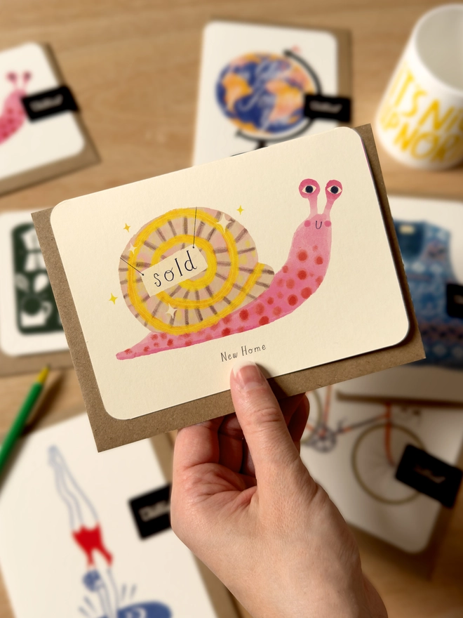 New Home Snail Greetings Card