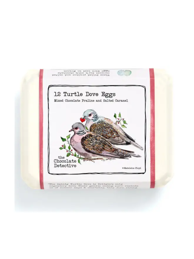 Chocolate Turtle Dove Eggs in a White box