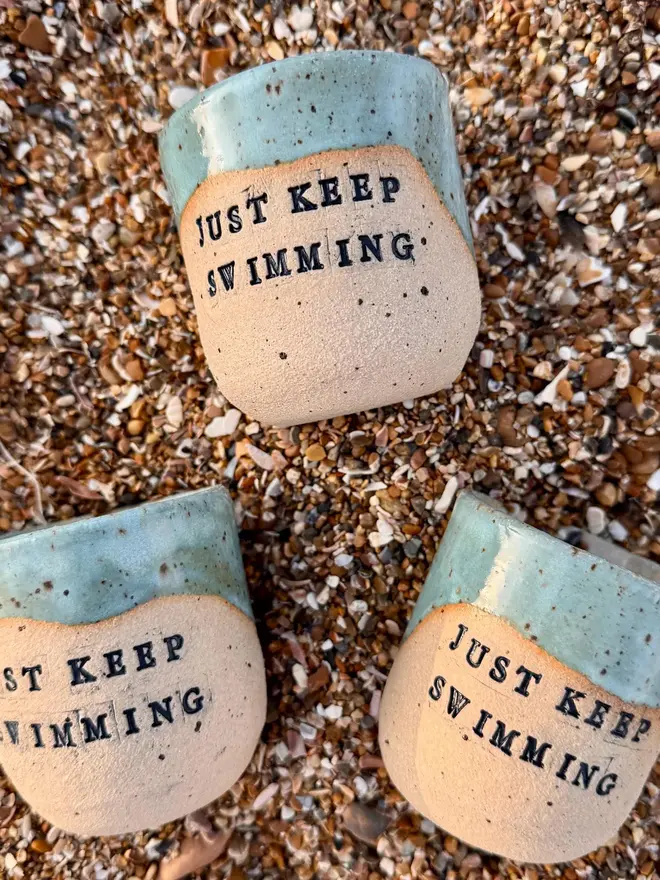 'Just Keep Swimming' Coastal Style Ceramic Cup