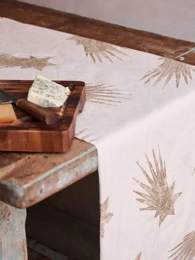 Gold Christmas Star Table Runner