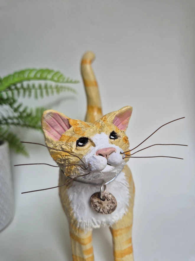 Ginger cat sculpture 