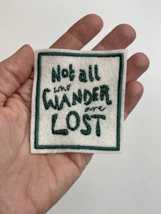 thumbnail interactive-video image 1 of Not All Those Who Wander Are Lost Patch – Iron-On, Biker Embroidered, Funny 1 of 2