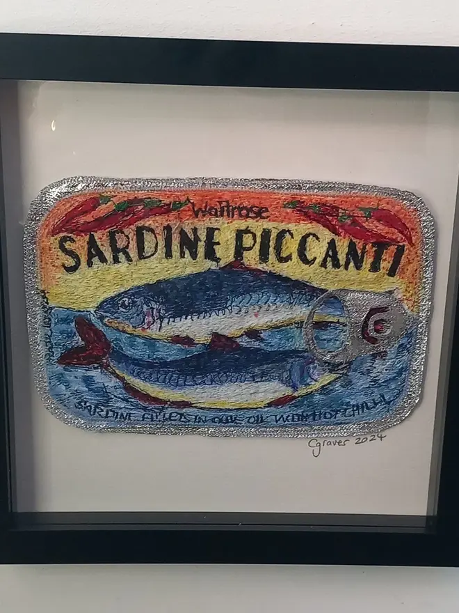 Sardine Piccanti Tin Embroidery Wall Art