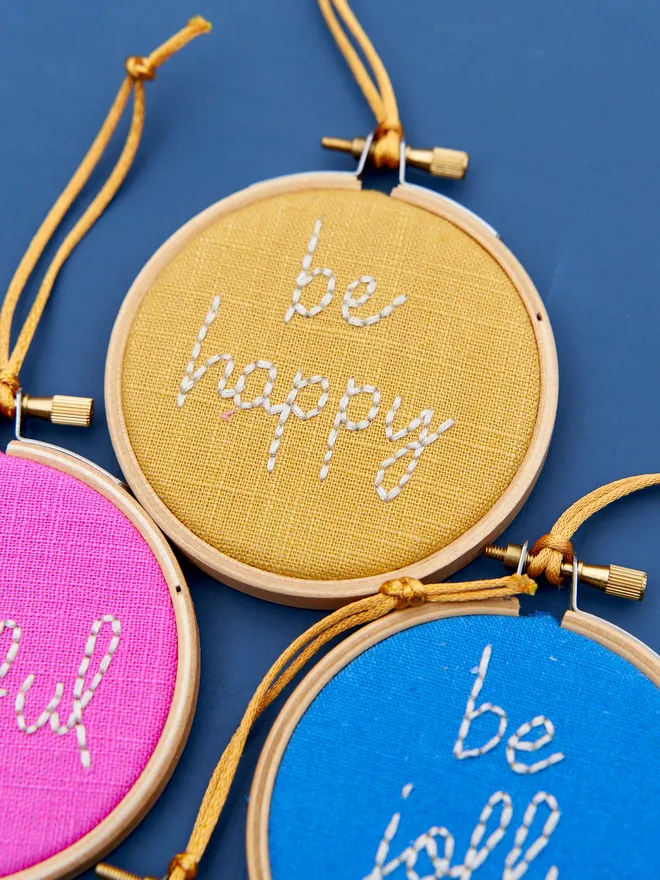 Personalised colourful embroidered Christmas tree decoration