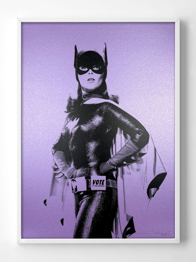 purple batgirl vote framed print