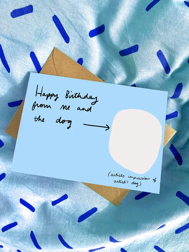 Customise your own card! Space to doodle your own illustration of the dog.