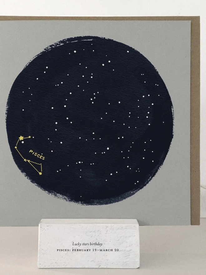 Pisces Zodiac Constellation Birthday Card