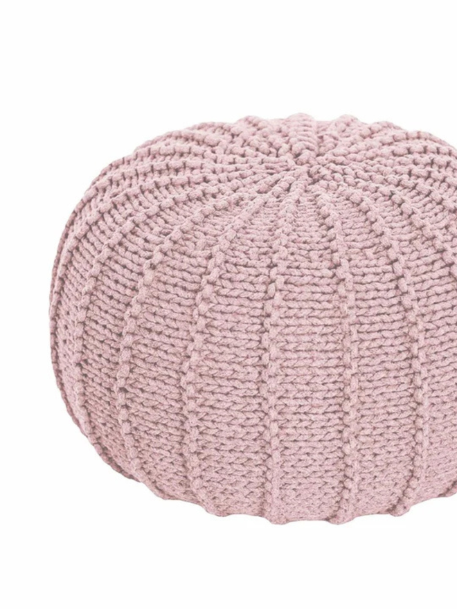 Zuri House. pale pink children’s pouffe.