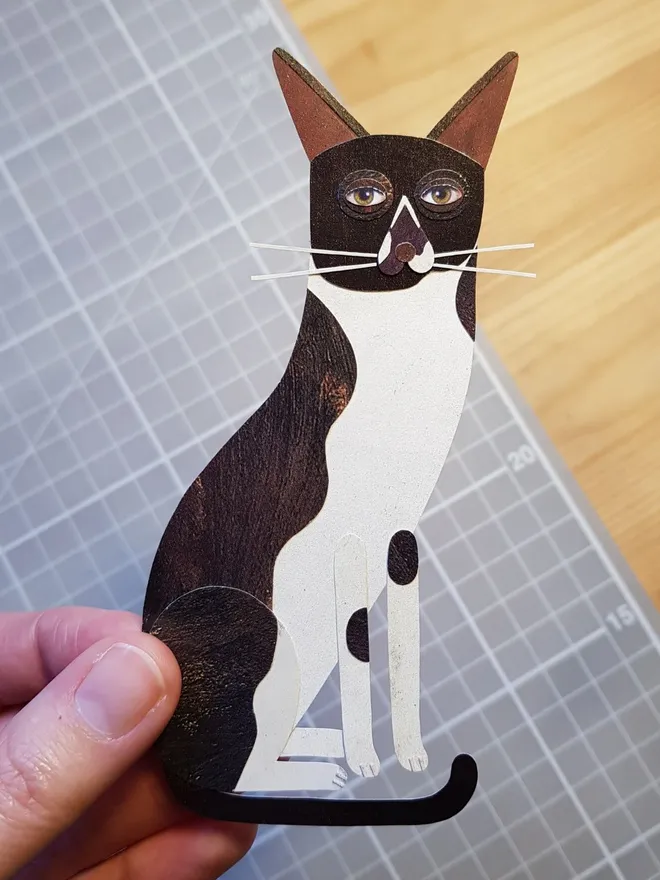 Collage siamese cat example from the making of a collage pet portrait by Lianne Harrison