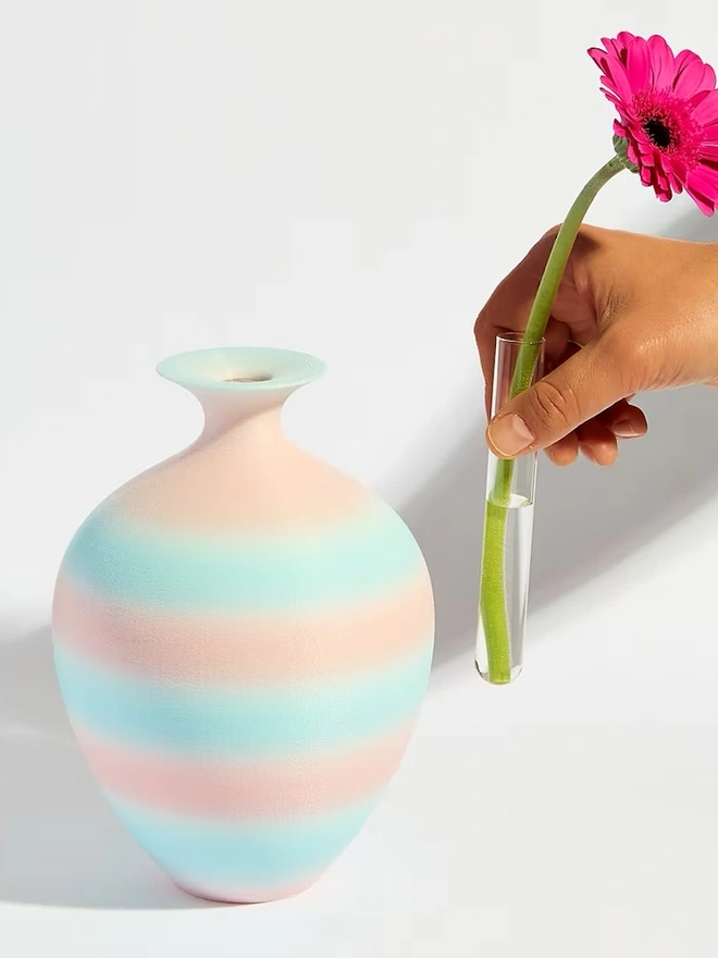 pink and blue 3d printed vase