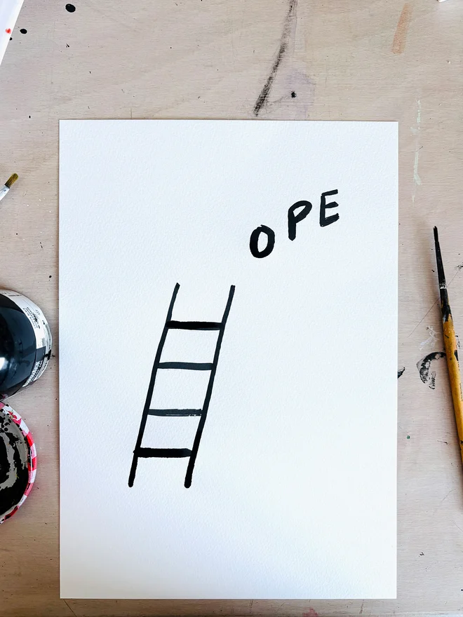 An ink drawing to represent the feeling of hope. It looks like a Hope ladder