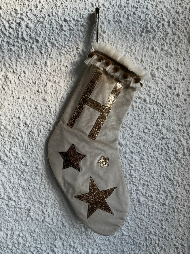 personalised stocking 
cream