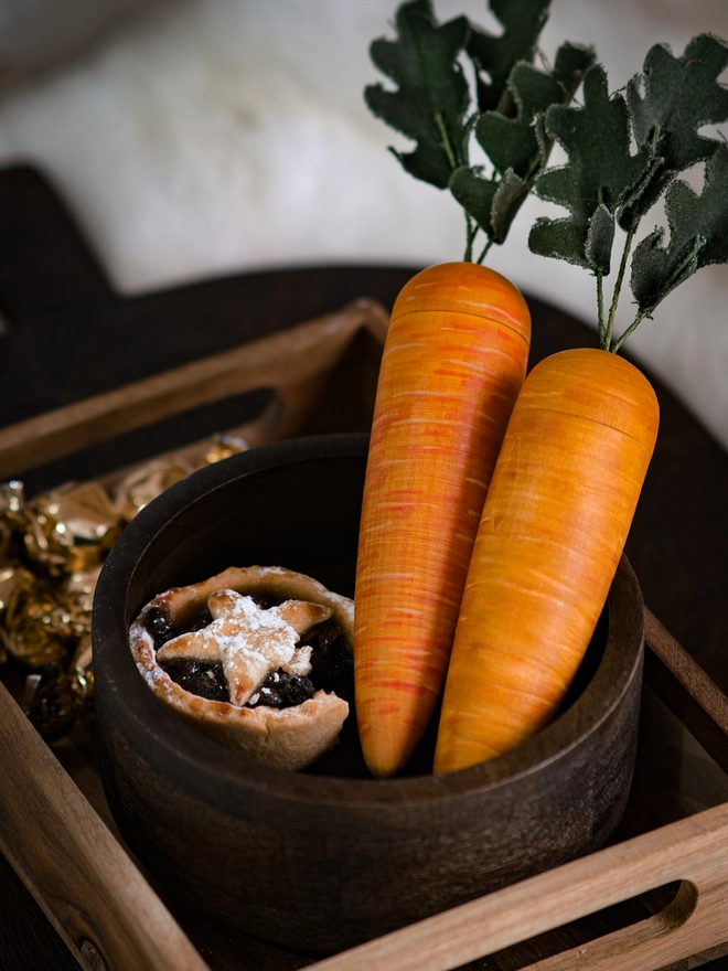 wooden christmas eve carrot - a treat for rudolf