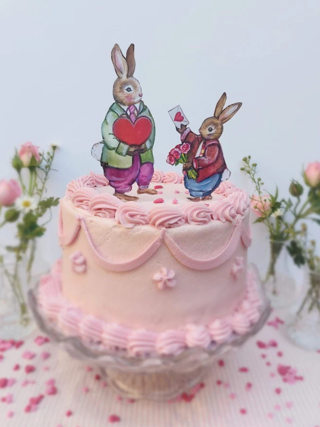 Boy rabbit cake topper