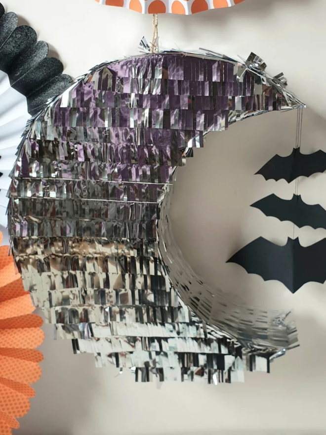Silver moon pinata