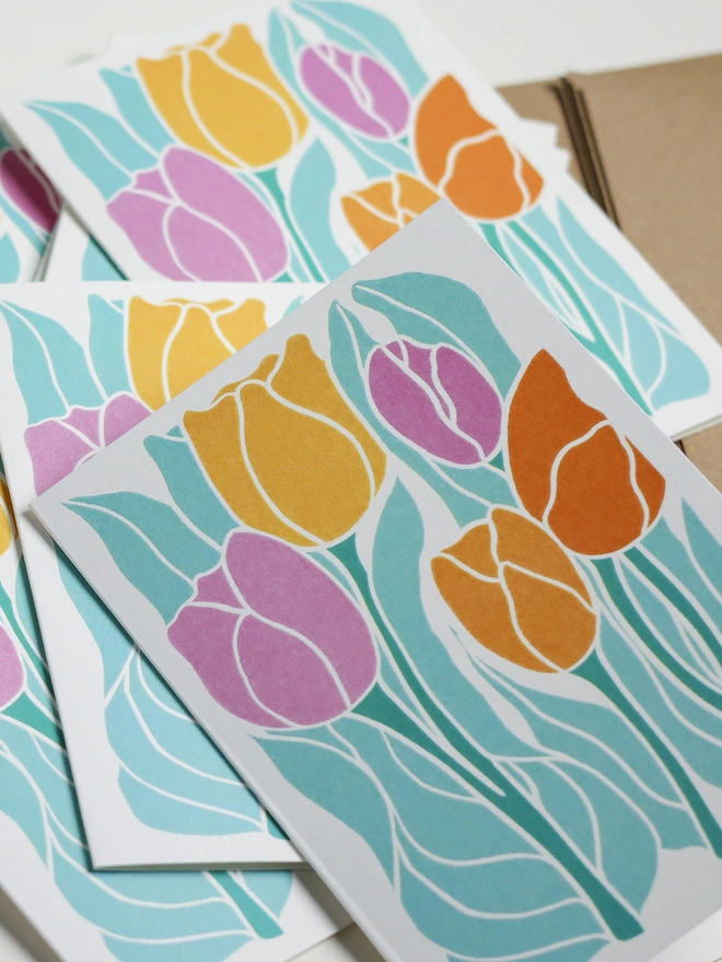 blank inside spring tulip greeting cards