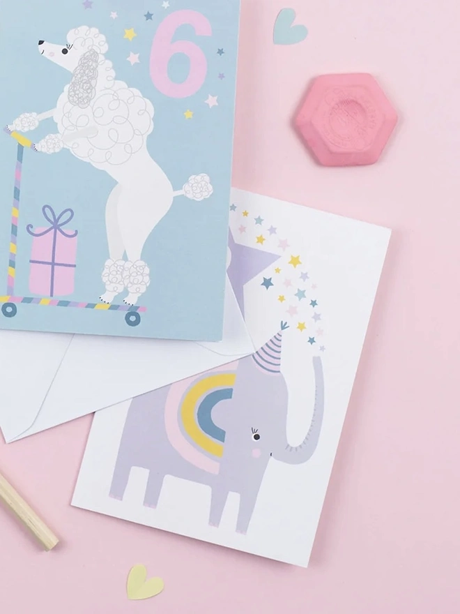 Elephant Purple Kid's Second Birthday Card