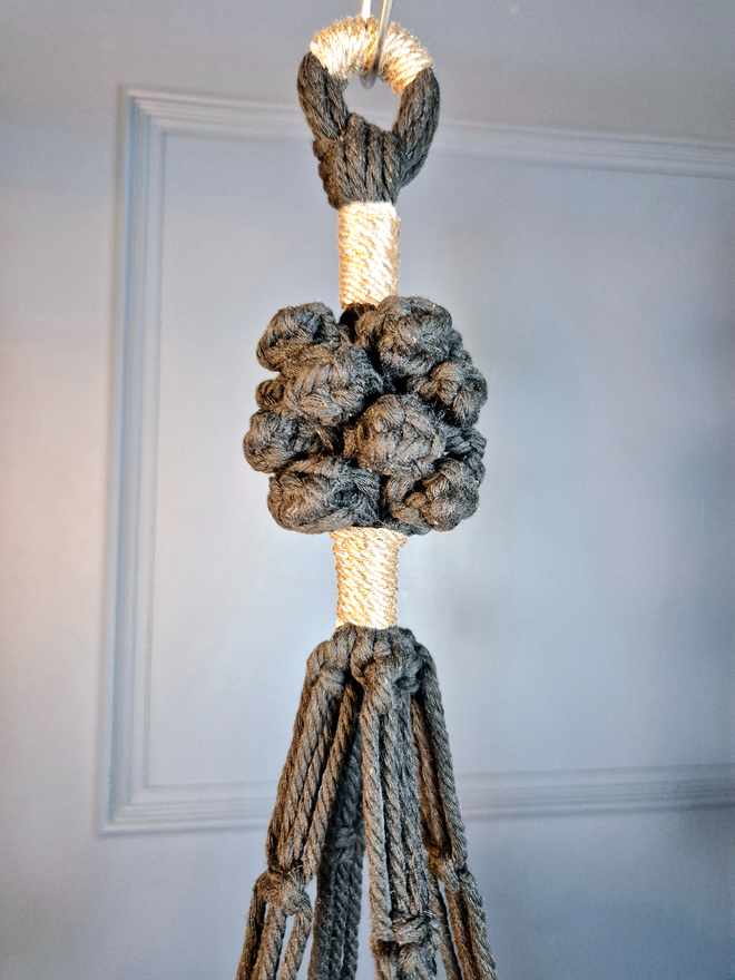 unique knot plant hanger, handknotted in london, adding a charm to empty spaces, a distinctive style exclusive to hangersandmacrame