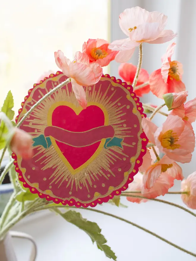 ribbon heart pink valentines love card