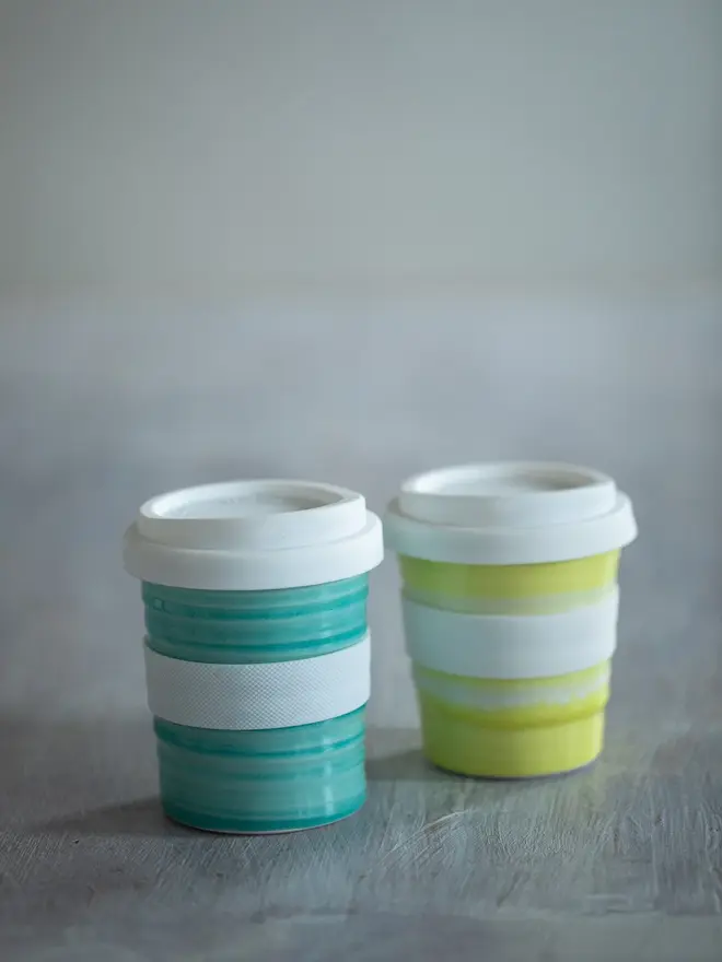 Yellow Ombre And Sea-foam Ombre Ceramic Travel Cup