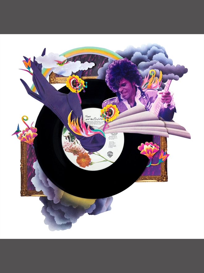 Let's Go Crazy by Prince ‘7” Single’ print of an original collaged artwork.
