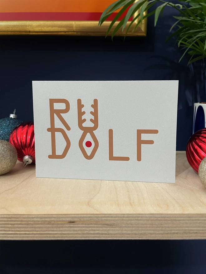 rudolf graphic text christmas card