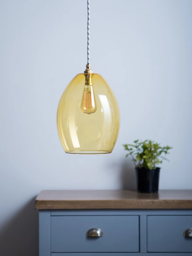 Large Yellow Bertie Glass Pendant Light