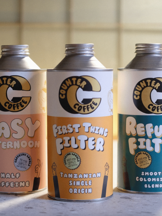 Tired Mums’ Coffee Collection. A collection of three tins of coffee from Counter Coffee.