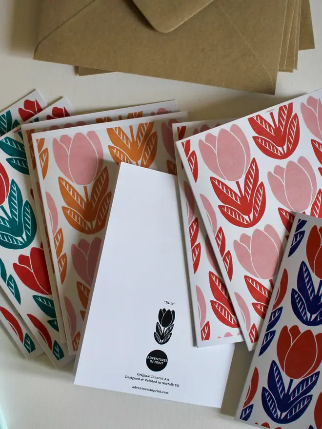 tulip print notecard set